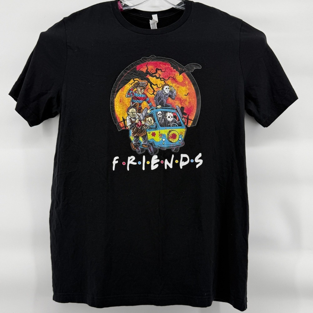 Bella Canvas Horror Movie Friends Villains Graphic T-Shirt Mens XL Black Shirt